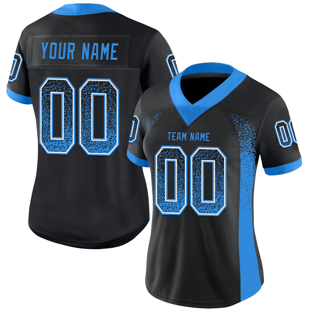 Custom Black Powder Blue-White Drift Fashion Football Jersey view 2