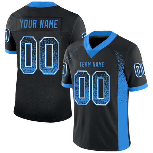 Custom Black Powder Blue-White Drift Fashion Football Jersey - Main View