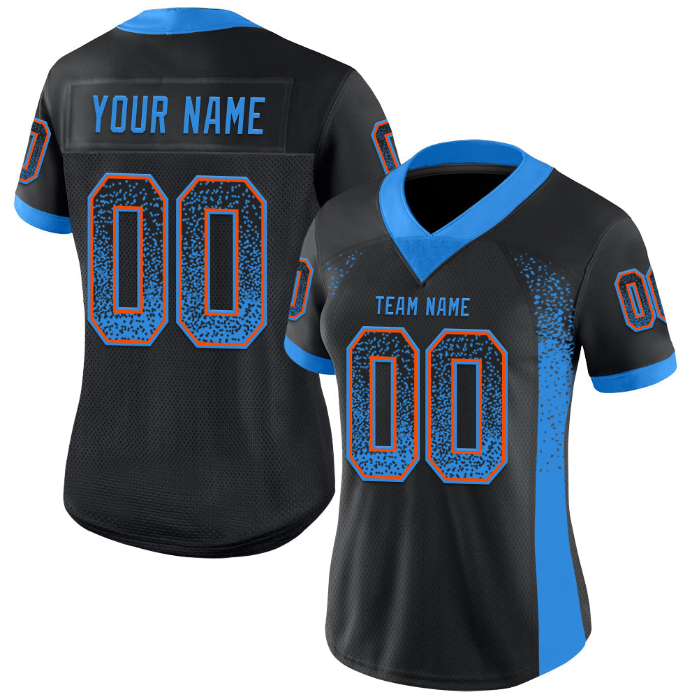 Custom Black Powder Blue-Orange Drift Fashion Football Jersey view 2