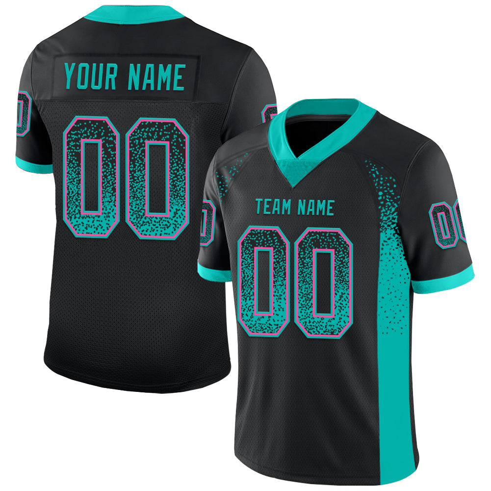 Custom Black Aqua-Pink Drift Fashion Football Jersey - Main View