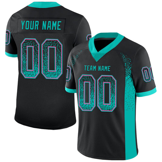 Custom Black Aqua-Pink Drift Fashion Football Jersey - Main View