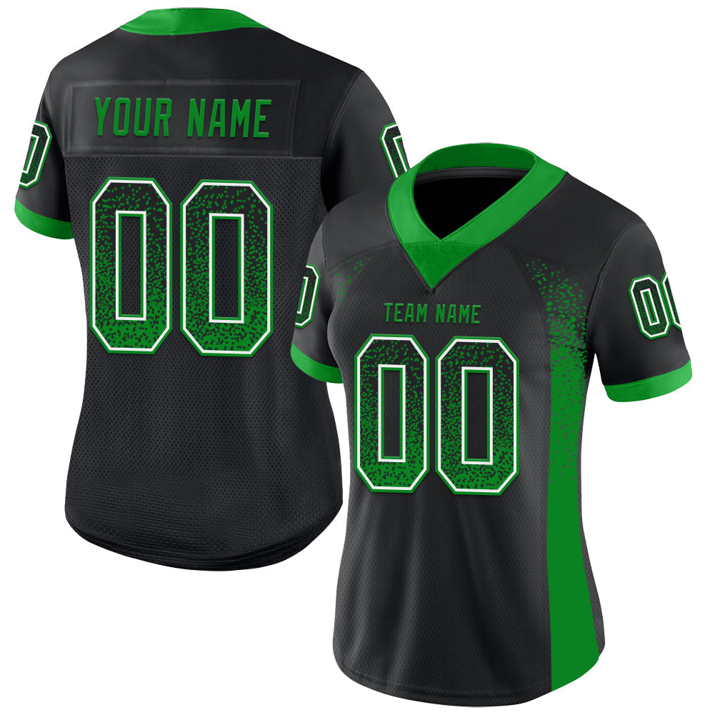 Custom Black Grass Green-White Drift Fashion Football Jersey view 2