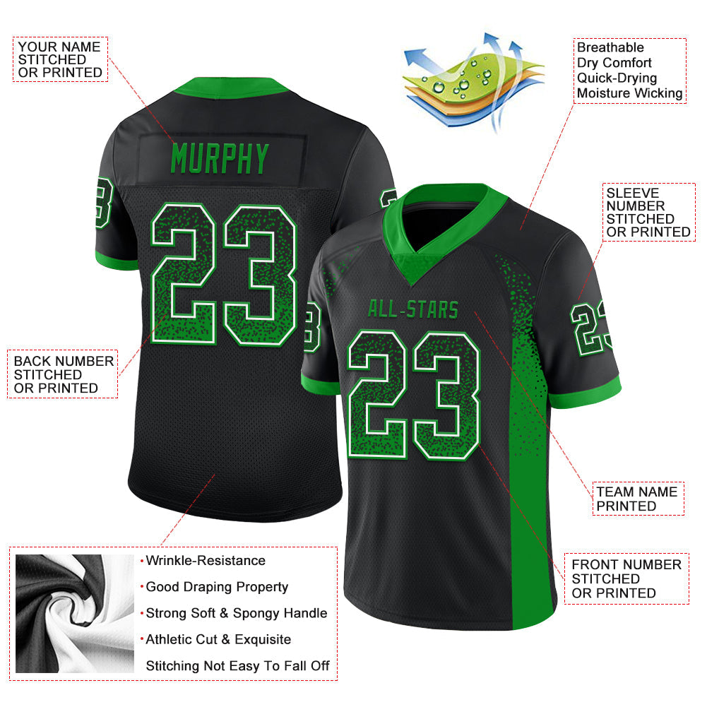 Custom Black Grass Green-White Drift Fashion Football Jersey view 3