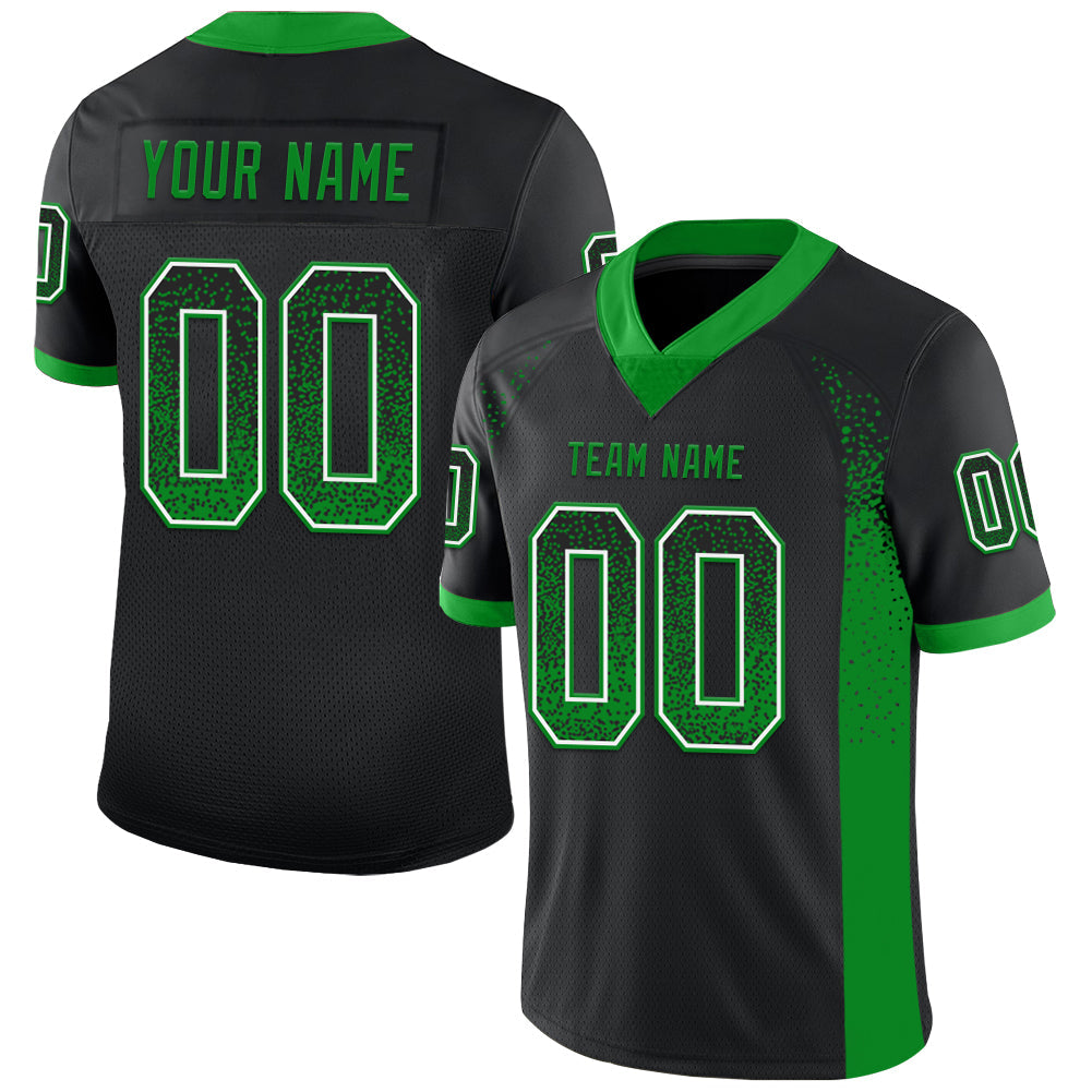 Custom Black Grass Green-White Drift Fashion Football Jersey - Main View