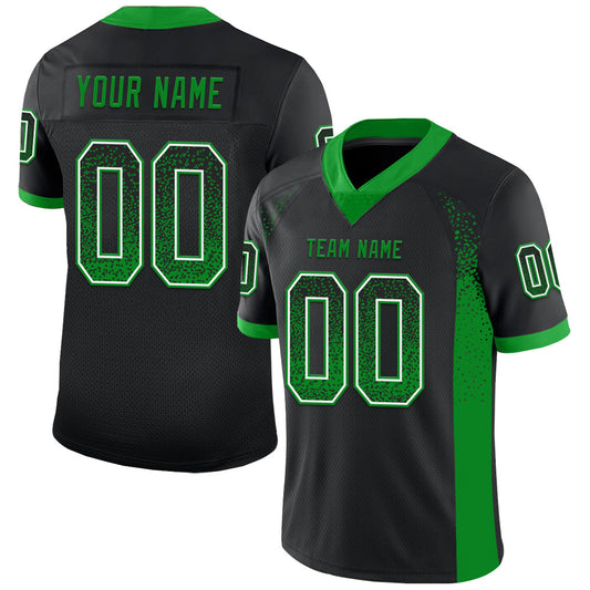 Custom Black Grass Green-White Drift Fashion Football Jersey - Main View