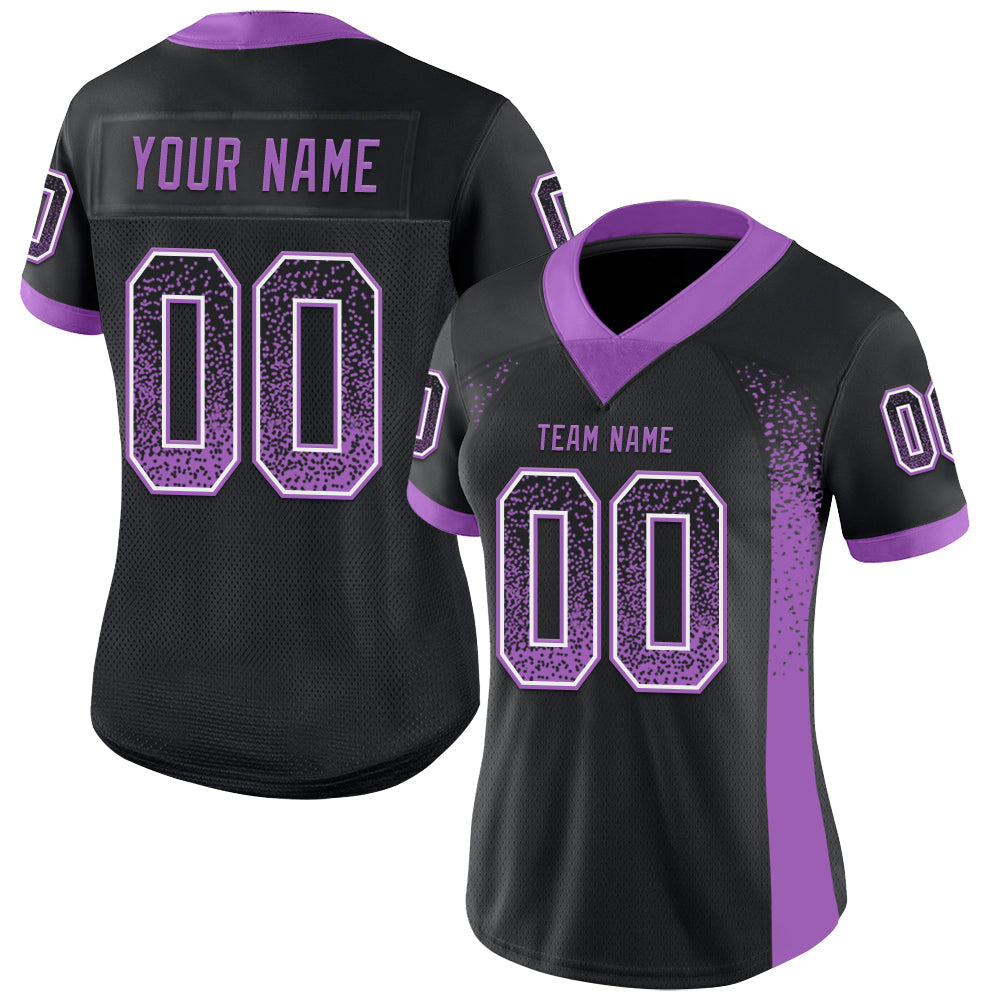 Custom Black Medium Purple-White Drift Fashion Football Jersey view 2