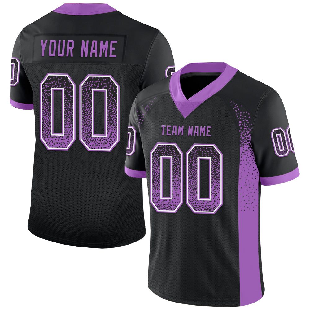 Custom Black Medium Purple-White Drift Fashion Football Jersey - Main View