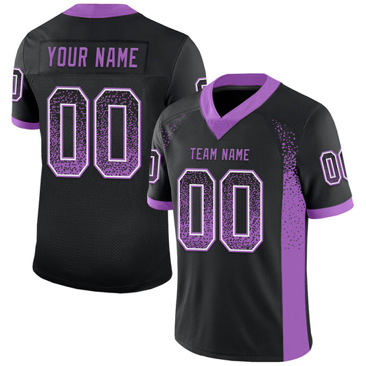 Custom Black Medium Purple-White Drift Fashion Football Jersey - Main View