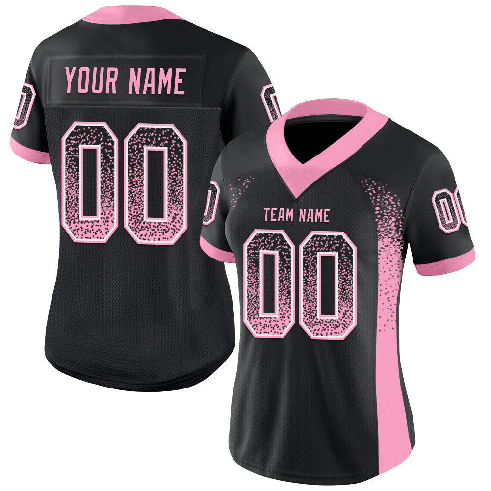 Custom Black Light Pink-White Drift Fashion Football Jersey view 2