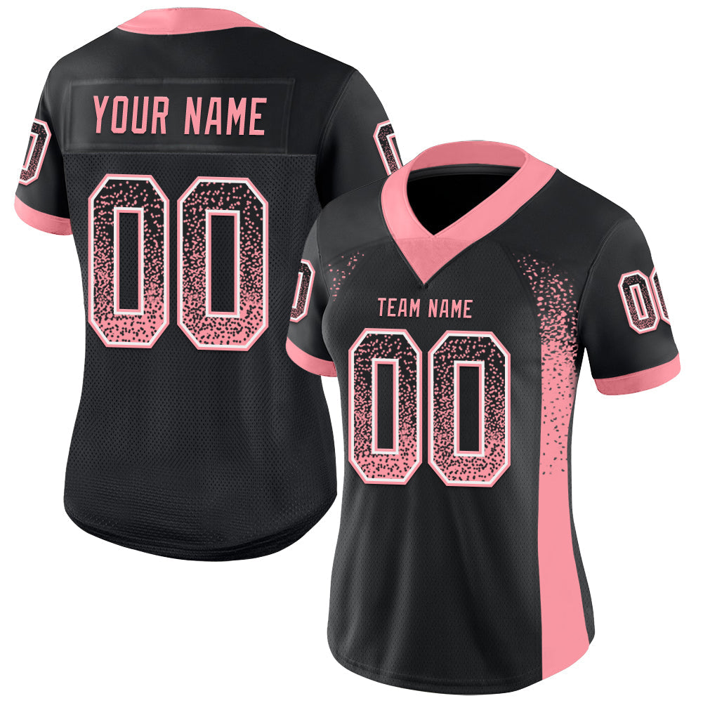 Custom Black Medium Pink-White Drift Fashion Football Jersey view 2