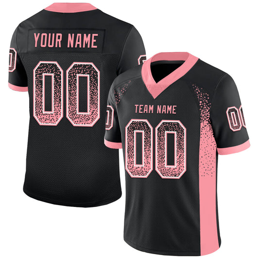 Custom Black Medium Pink-White Drift Fashion Football Jersey - Main View
