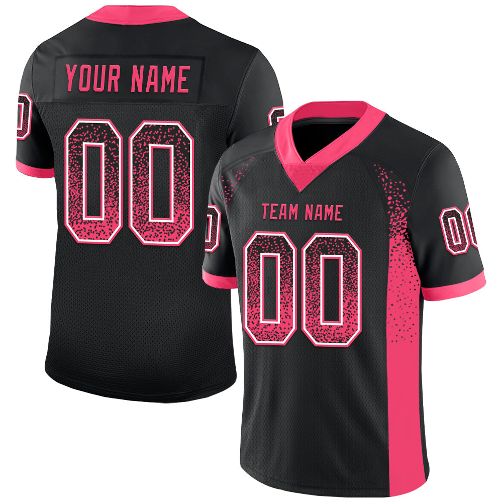 Custom Black Neon Pink-White Drift Fashion Football Jersey - Main View