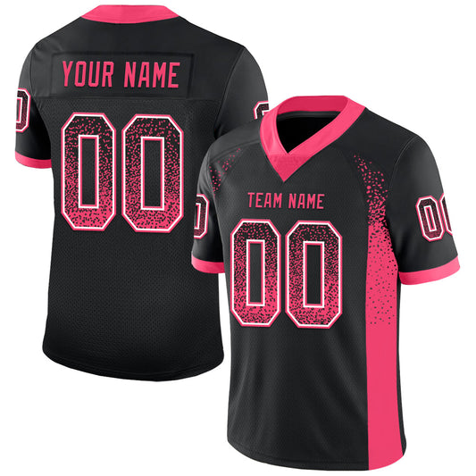 Custom Black Neon Pink-White Drift Fashion Football Jersey - Main View