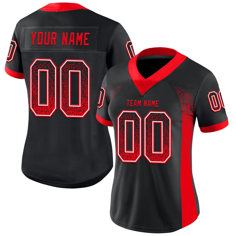 Custom Black Fire Red-White Drift Fashion Football Jersey view 2