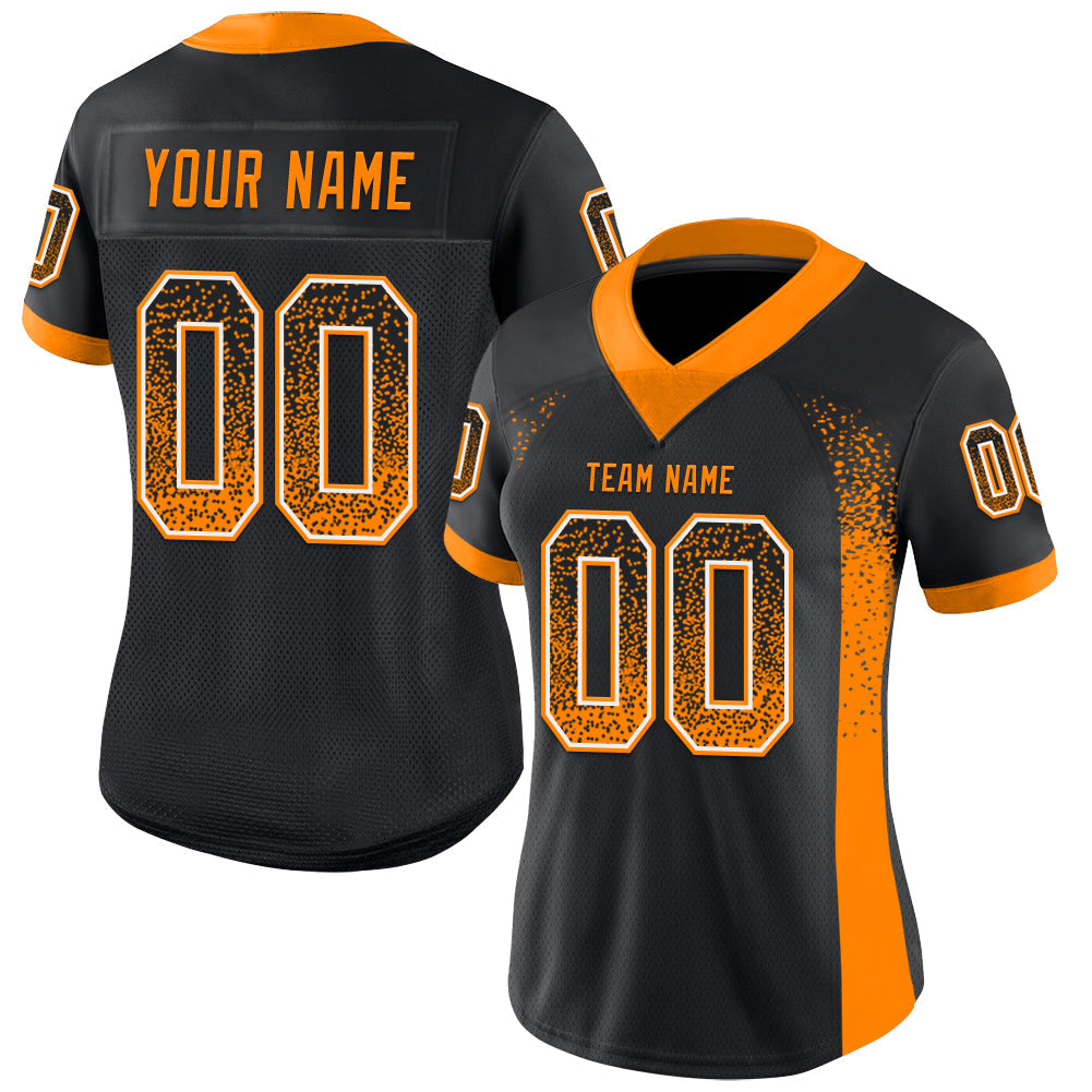 Custom Black Bay Orange-White Drift Fashion Football Jersey view 2