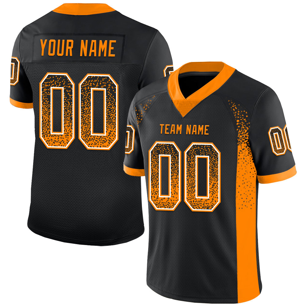 Custom Black Bay Orange-White Drift Fashion Football Jersey - Main View