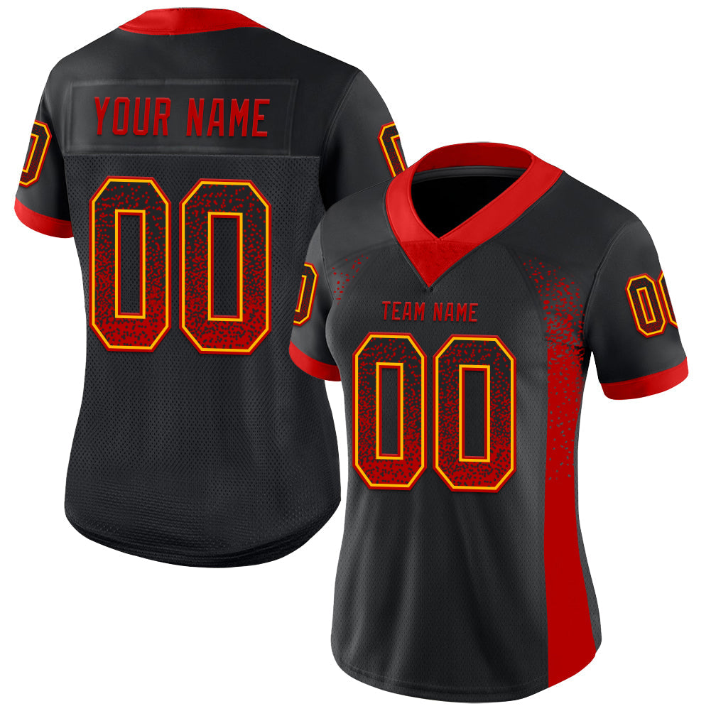 Custom Black Red-Gold Drift Fashion Football Jersey view 2