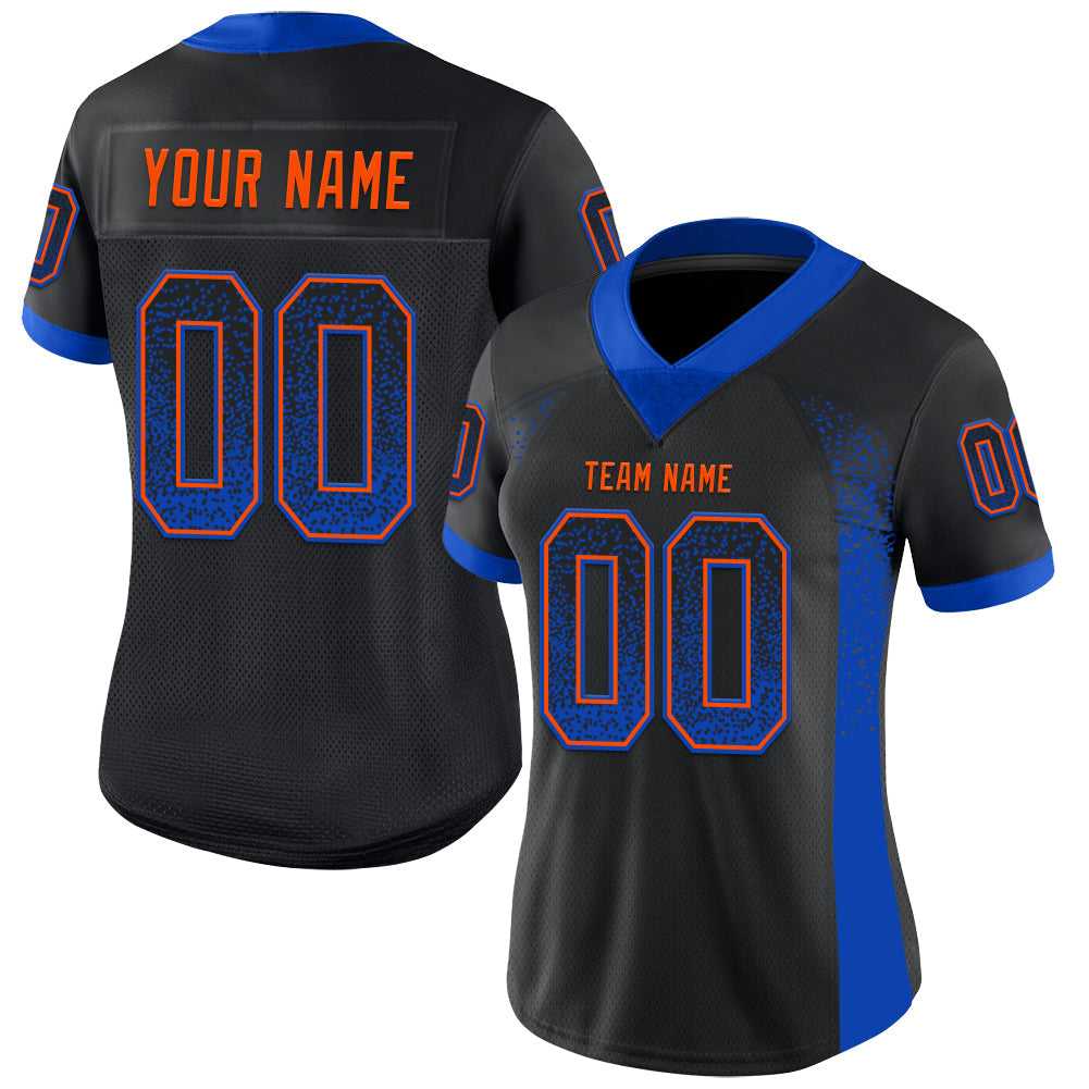 Custom Black Thunder Blue-Orange Drift Fashion Football Jersey view 2