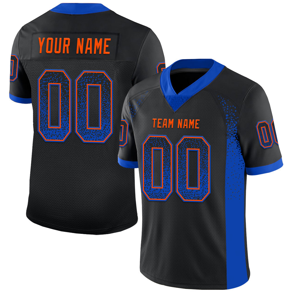 Custom Black Thunder Blue-Orange Drift Fashion Football Jersey - Main View