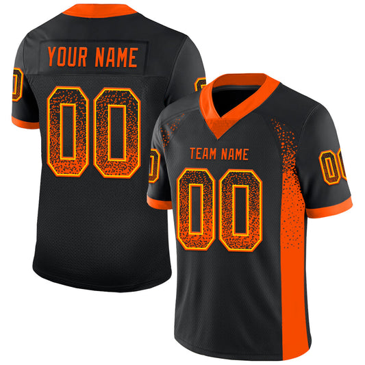 Custom Black Orange-Yellow Drift Fashion Football Jersey - Main View