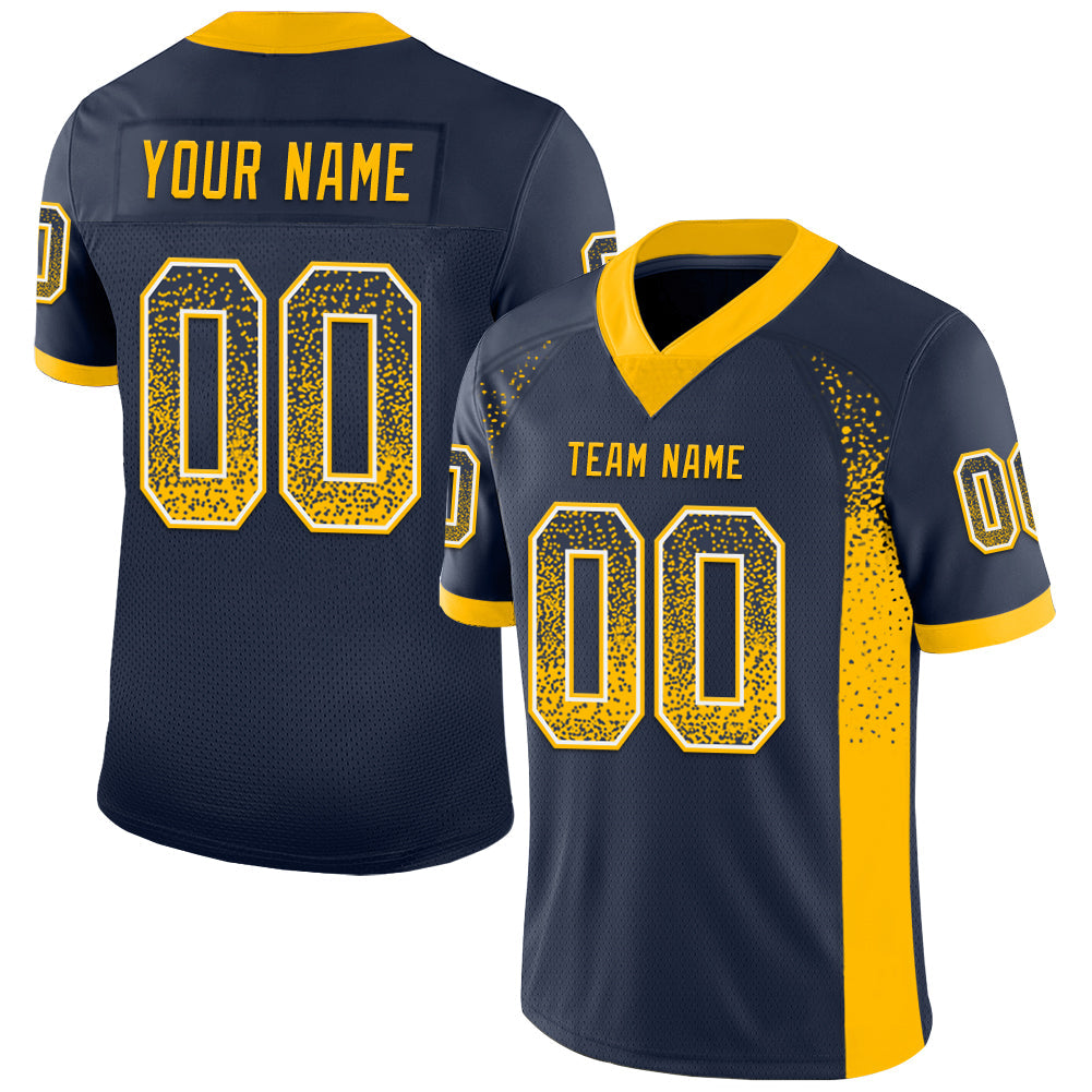 Custom Navy Gold-White Drift Fashion Football Jersey - Main View