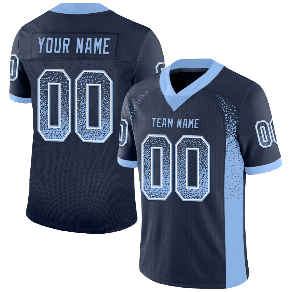 Custom Navy Light Blue-White Drift Fashion Football Jersey - Main View