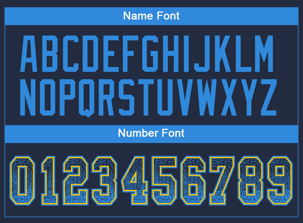 Custom Navy Powder Blue-Yellow Drift Fashion Football Jersey view 4