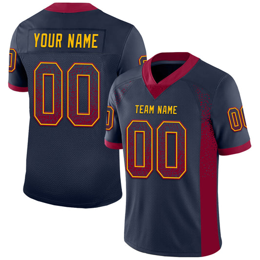 Custom Navy Maroon-Gold Drift Fashion Football Jersey - Main View