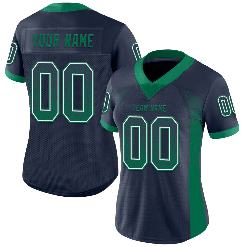 Custom Navy Kelly Green-White Drift Fashion Football Jersey view 2