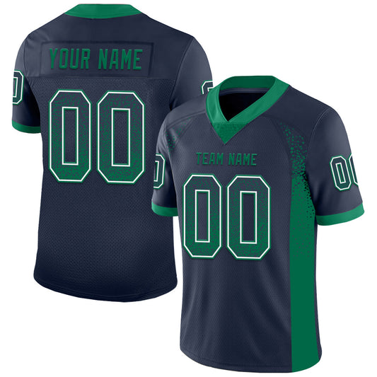 Custom Navy Kelly Green-White Drift Fashion Football Jersey - Main View