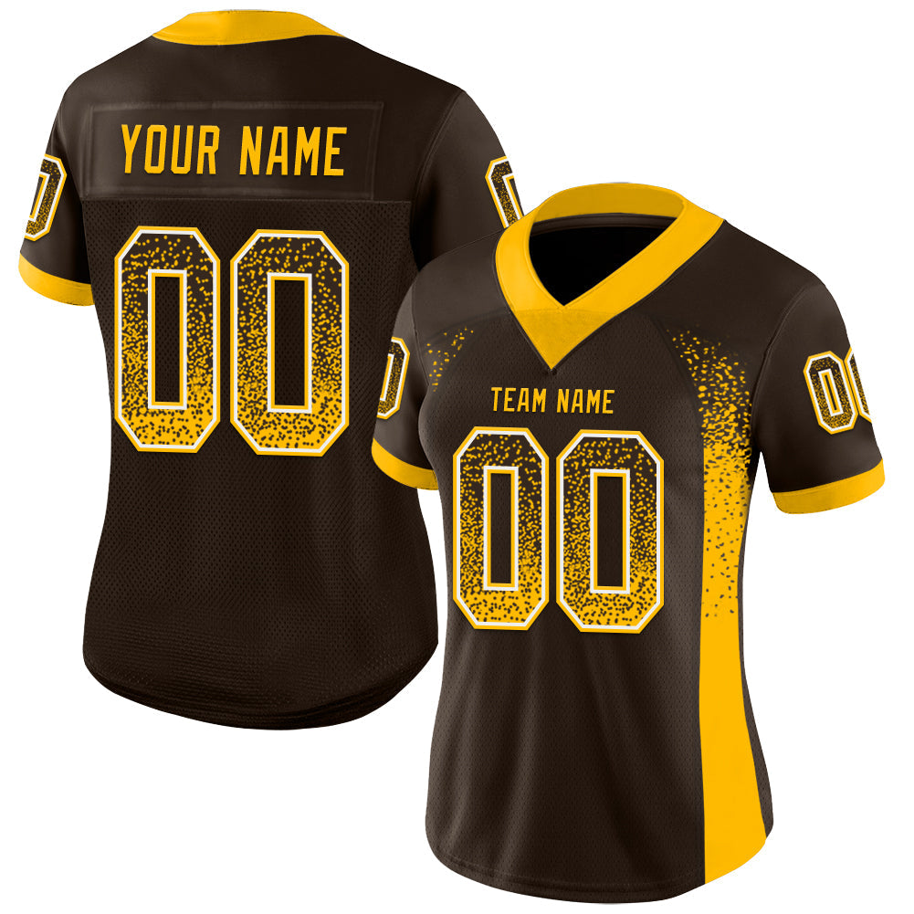 Custom Brown Gold-White Drift Fashion Football Jersey view 2