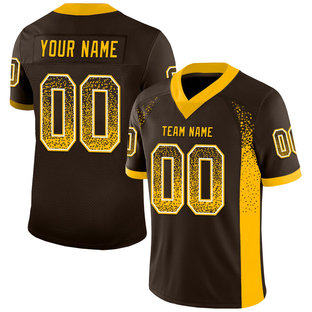 Custom Brown Gold-White Drift Fashion Football Jersey - Main View
