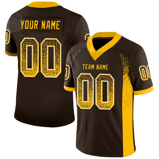 Custom Brown Gold-White Drift Fashion Football Jersey - Main View