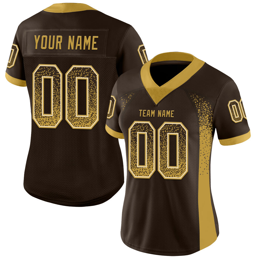 Custom Brown Old Gold-Cream Drift Fashion Football Jersey view 2