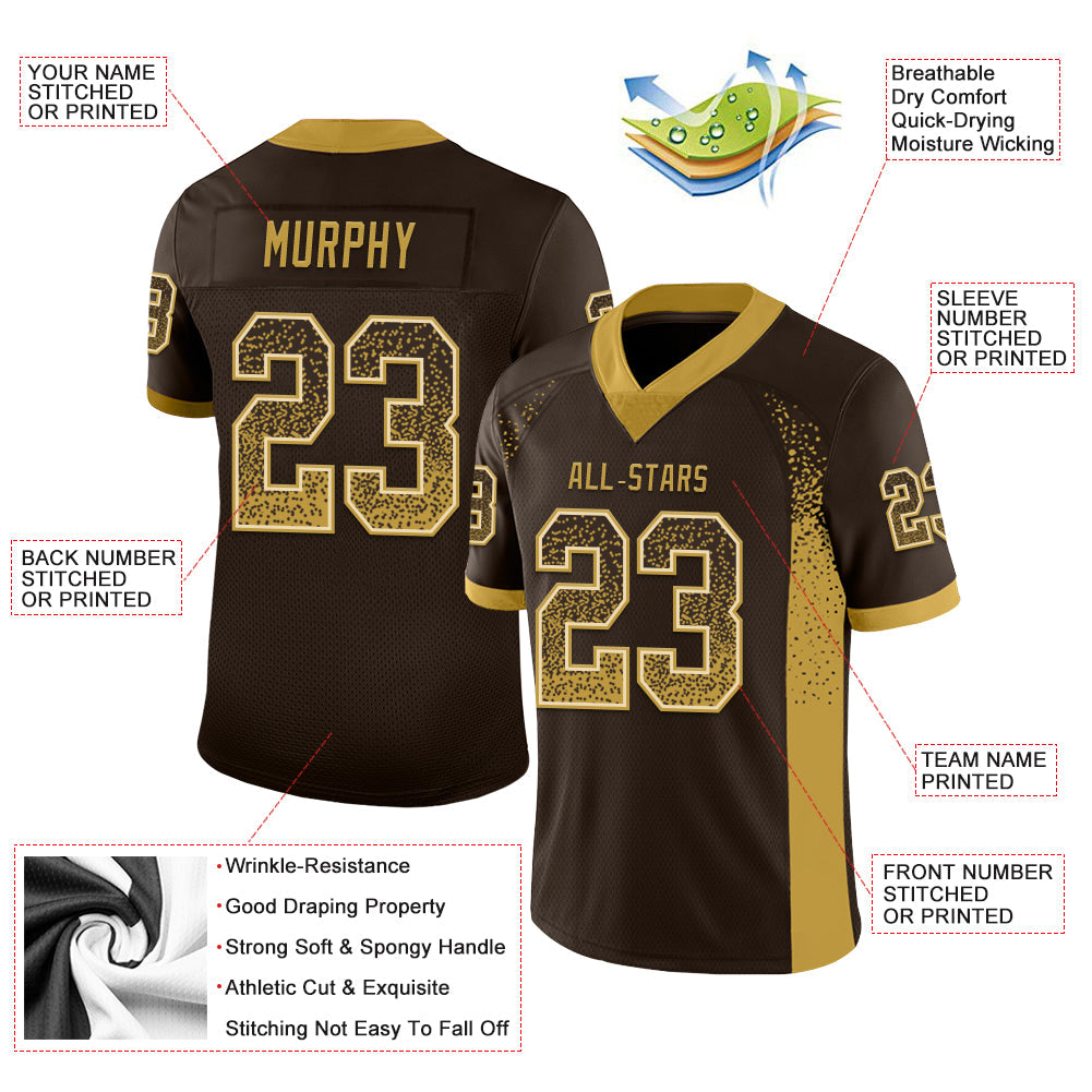 Custom Brown Old Gold-Cream Drift Fashion Football Jersey view 3