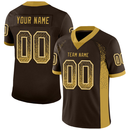Custom Brown Old Gold-Cream Drift Fashion Football Jersey - Main View