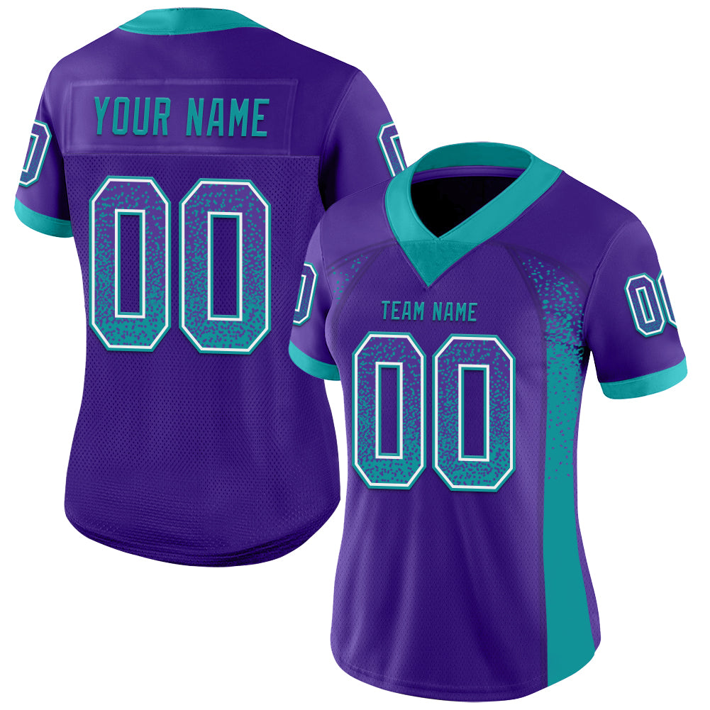 Custom Purple Teal-White Drift Fashion Football Jersey view 2