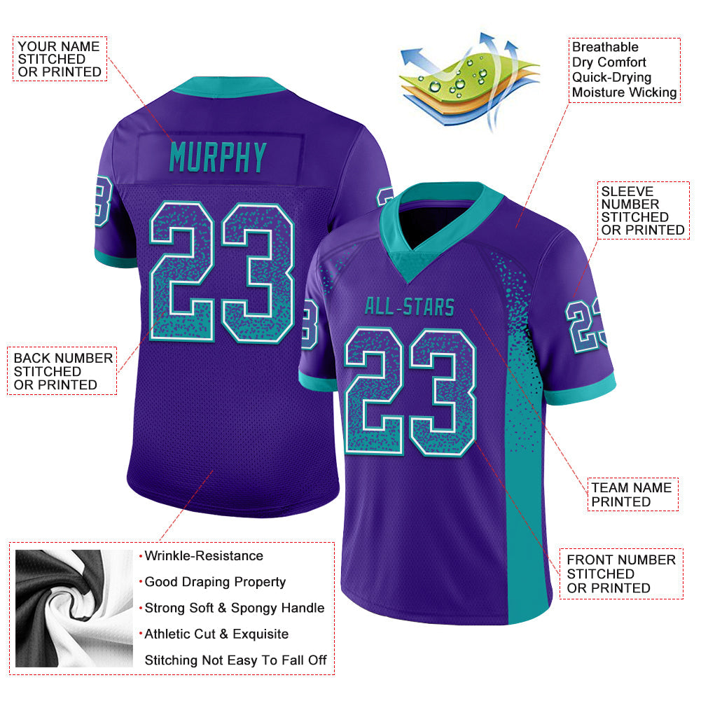 Custom Purple Teal-White Drift Fashion Football Jersey view 3