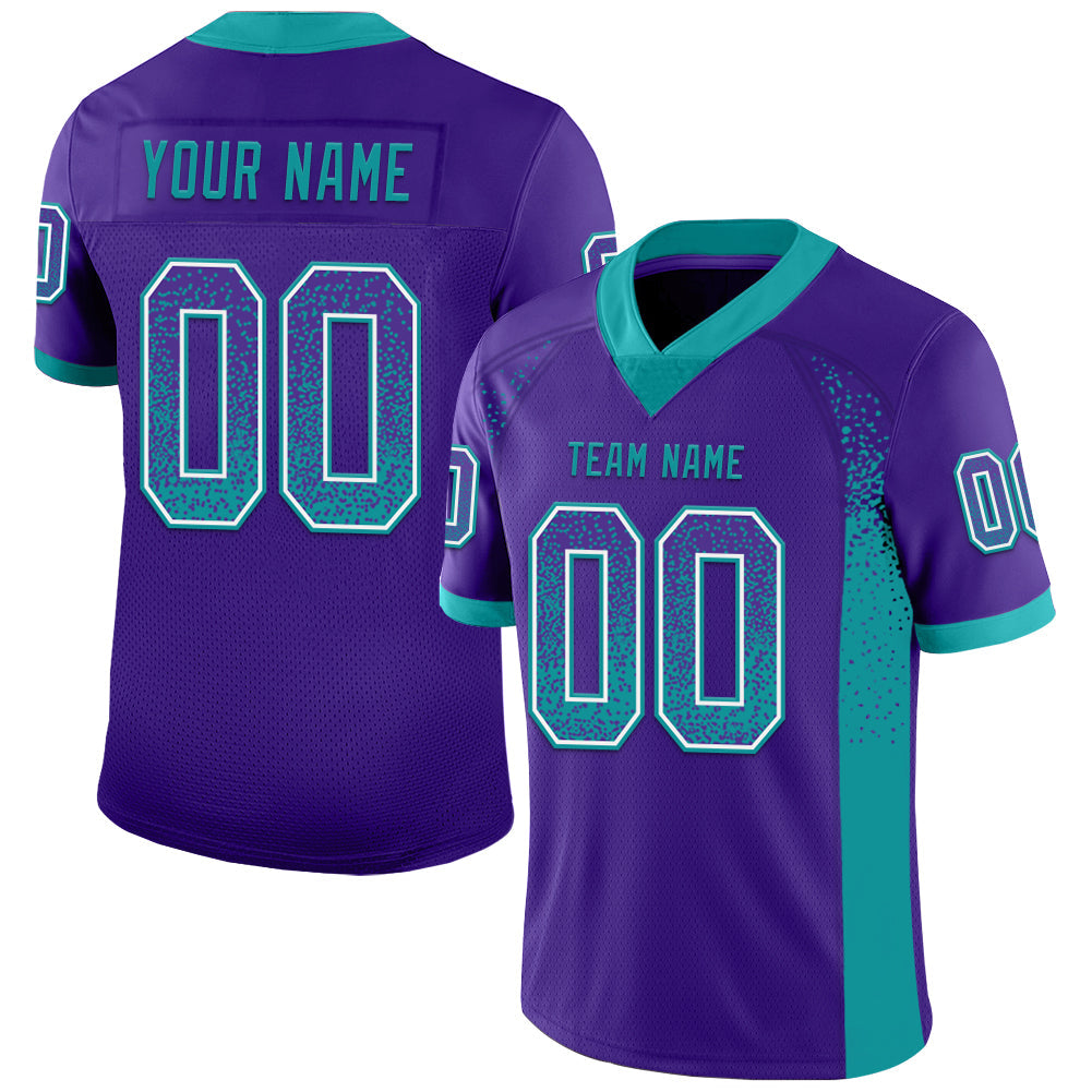 Custom Purple Teal-White Drift Fashion Football Jersey - Main View