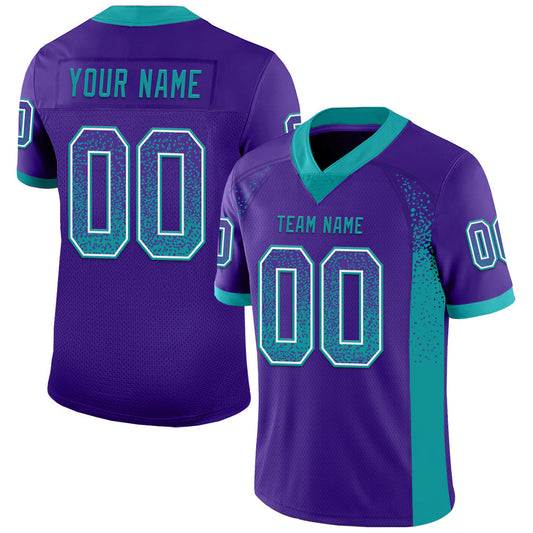 Custom Purple Teal-White Drift Fashion Football Jersey - Main View