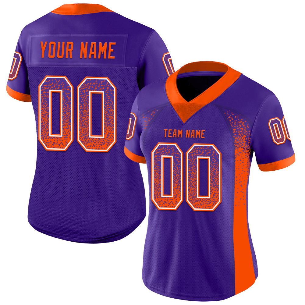 Custom Purple Orange-White Drift Fashion Football Jersey view 2