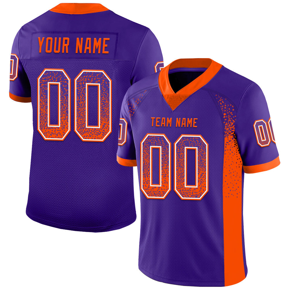 Custom Purple Orange-White Drift Fashion Football Jersey - Main View