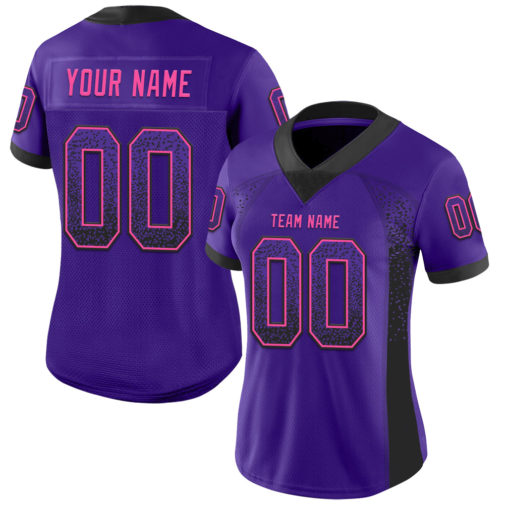 Custom Purple Black-Pink Drift Fashion Football Jersey view 2