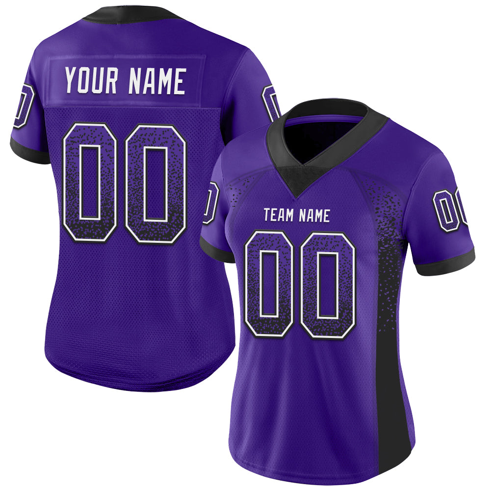 Custom Purple Black-White Drift Fashion Football Jersey view 2
