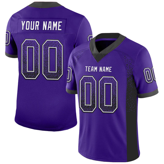 Custom Purple Black-White Drift Fashion Football Jersey - Main View