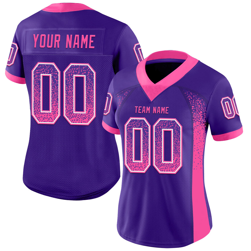 Custom Purple Pink-White Drift Fashion Football Jersey view 2