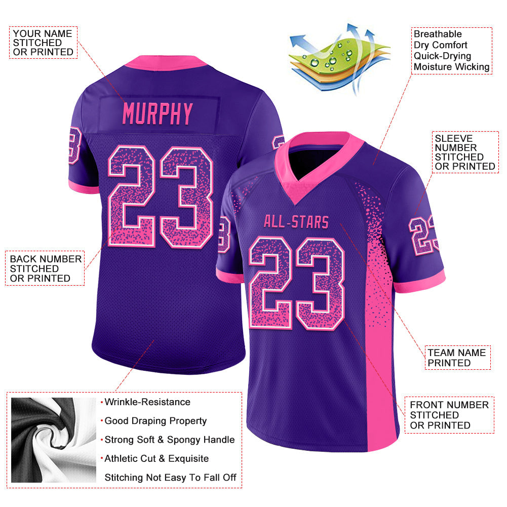 Custom Purple Pink-White Drift Fashion Football Jersey view 3