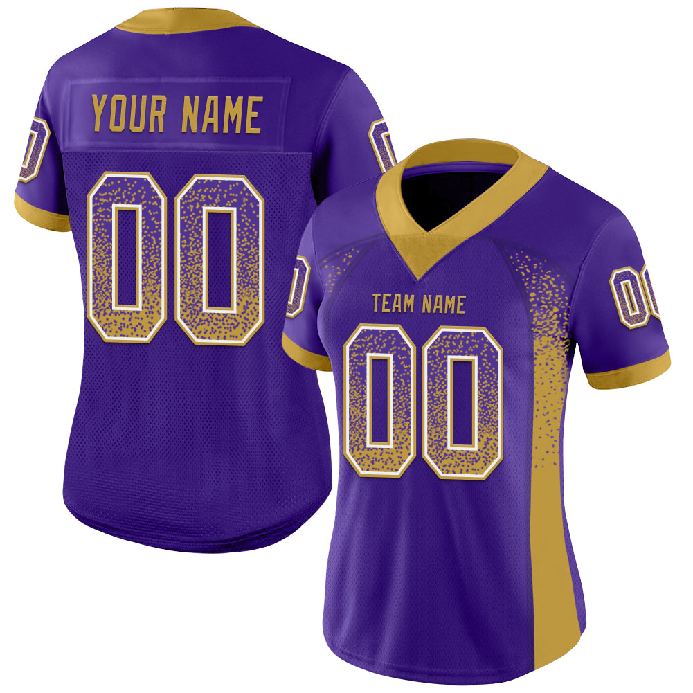 Custom Purple Old Gold-White Drift Fashion Football Jersey view 2