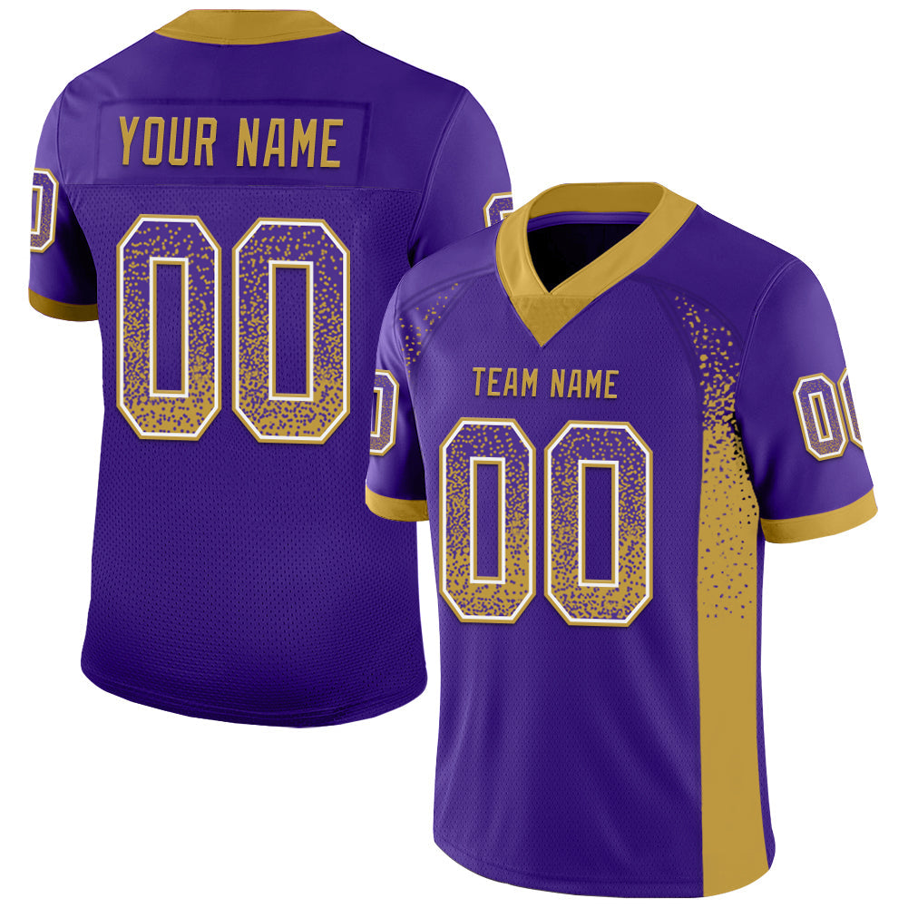 Custom Purple Old Gold-White Drift Fashion Football Jersey - Main View