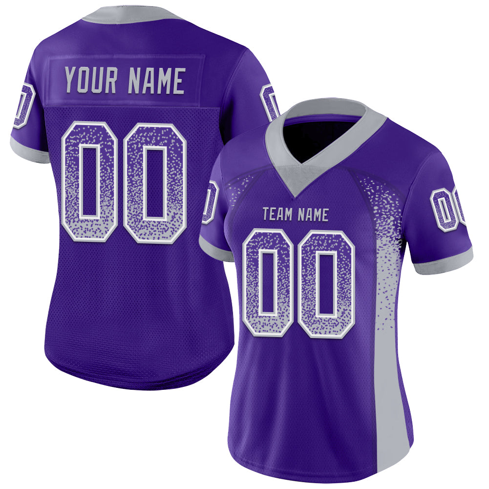 Custom Purple Gray-White Drift Fashion Football Jersey view 2